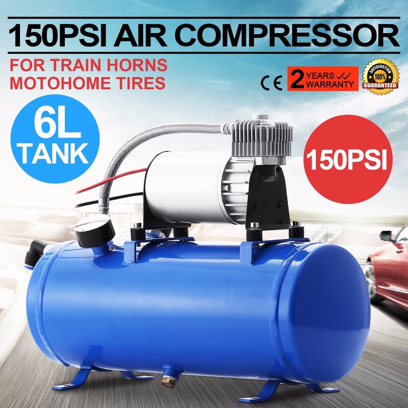 150 PSI DC 12V Luft Kompressor mit 6 Liter Tank für Zug Hörner Wohnmobil Reifen