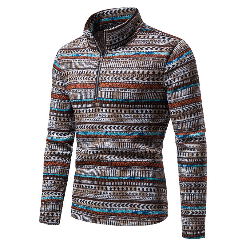 Suéter de punto con media cremallera para hombre, chaqueta de manga larga, Jersey informal, Jacquard, otoño e invierno, 2022