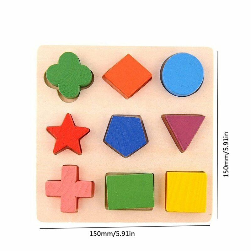 Formas geométricas de madeira Montessori Puzzle, brinquedo cognitivo infantil, aprendizagem pré-escolar precoce, brinquedo educativo para bebê