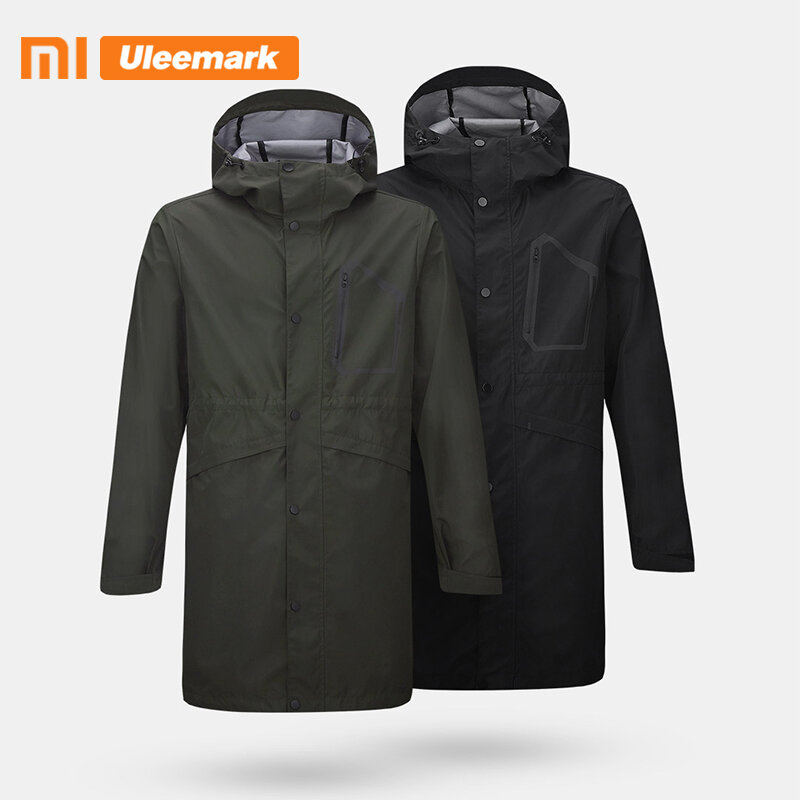 Xiaomi męska lekka wodoodporna kurtka Outdoor Hiking wiatrówka z kapturem długi płaszcz przeciwdeszczowy Uleemark