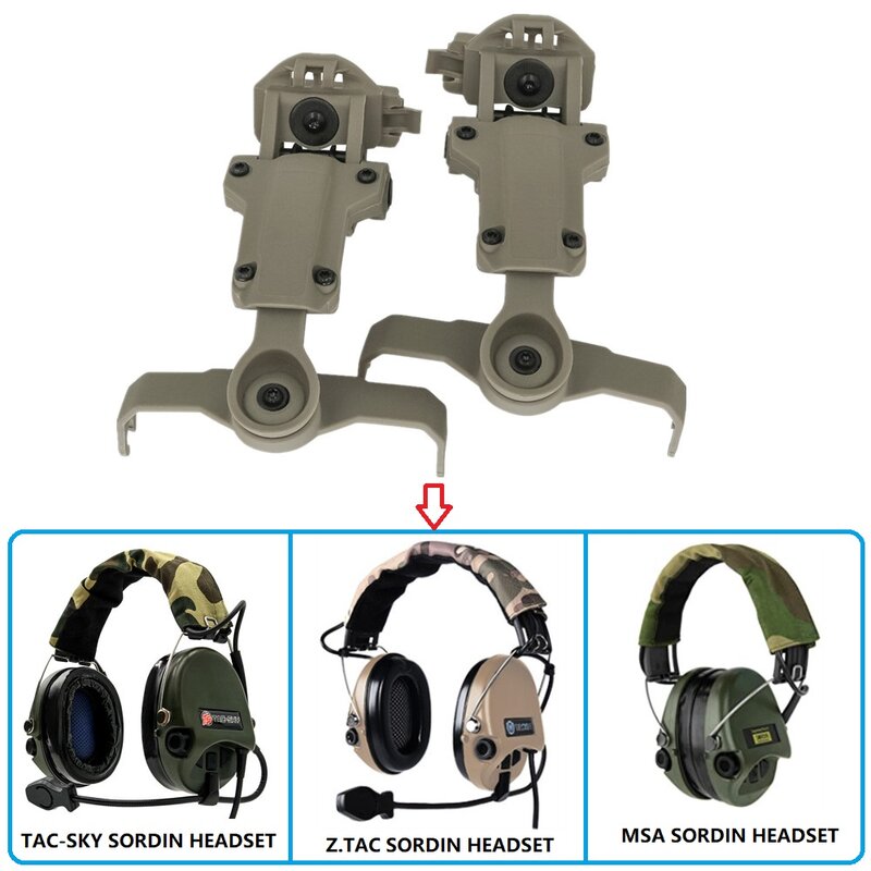 To Airsoft Headset ARC Helmet Rail Adapter for MSA SORDIN Tactical Headphone Hearing Protection Protective Earmuff Shooting