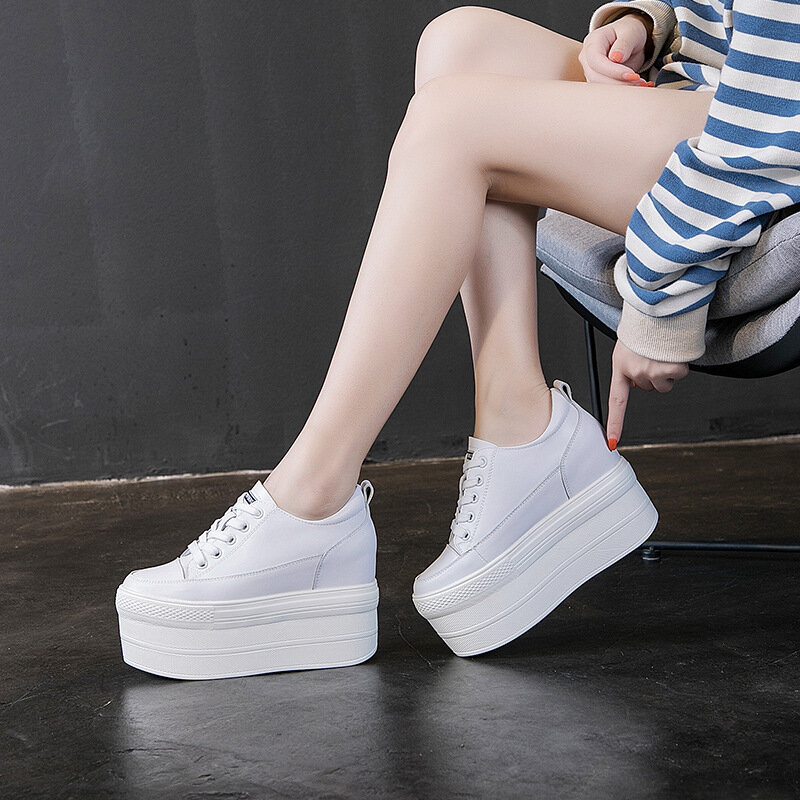 Women's shoes 2020 spring and autumn leather thick bottom small white shoes increased in the wild female vulcanized shoes BZ-07