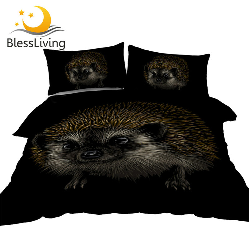 BlessLiving Hedgehog Bedding Set Covert Animal Duvet Cover Cute 3d Printed Home Textiles Cozy Comfortable Bedspreads Dropship