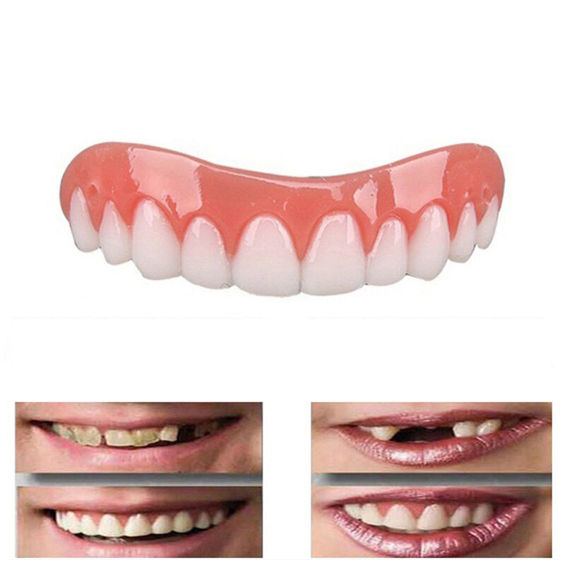 Stiker Gigi Palsu Simulasi Gigi Pemutih Pasta Gigi Palsu Kawat Gigi Bagian Atas Alat Penutup Gigi Senyum Sempurna Nyaman Veneer Gigi