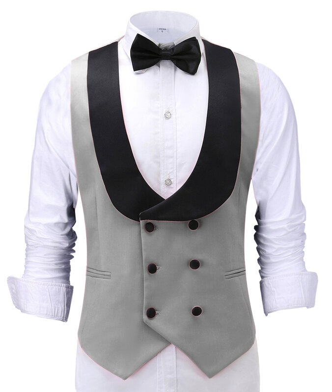 Gilet da uomo Slim Fit per il tempo libero abito in cotone maschile Gentleman Beckham Business Vest maschio nero per Wedding Groomsmen (taglia personalizzata)