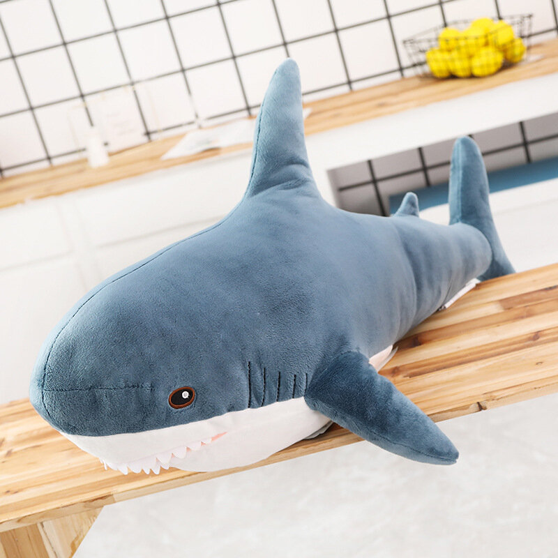 Tiburón de peluche suave y divertido para niños, almohada de tamaño grande de 80/100cm, cojín apacible, regalo para niños