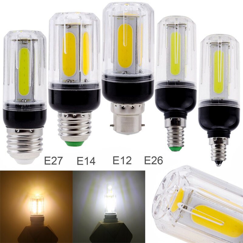 LED COB 옥수수 전구, 매우 밝은 가정용 테이블 램프 조명, 12W, 16W, E27, E14, E12, E26, B22, AC 85-265V, 110V, 220V