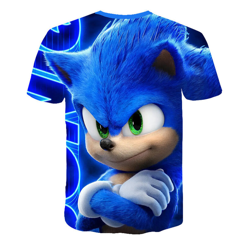 Camiseta de Sonic the Hedgehog para niños, ropa de dibujos animados 3D, transpirable, 2020