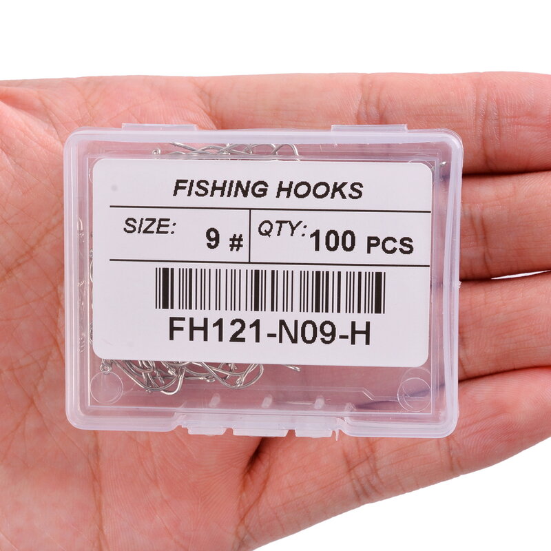 100pc/ Box White Long Shank Hook Barbed Fishing Hooks Jig Head Fishooks Pond Worm Carp Single Circle FishHook for Carp Fish