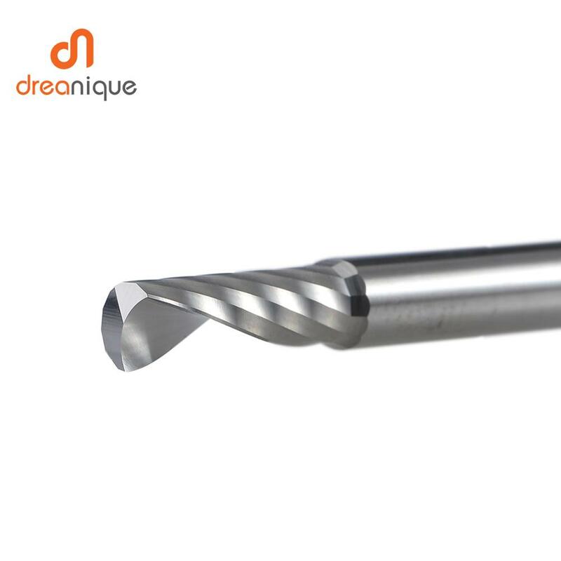 Molino de extremo en espiral de una sola flauta AAAAA, vástago de aluminio 3.175, broca de tallado de grabado 3D CNC para carpintería, corte ACM acrílico, 1 unidad