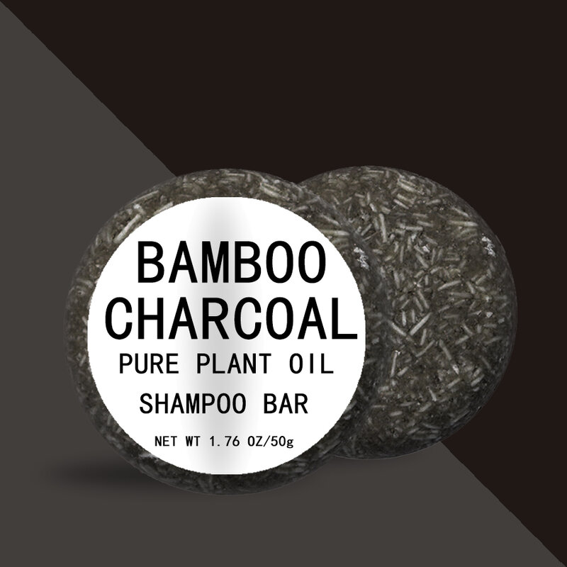 Barra sólida do champô do sabão 50g do carvão de bambu mini para a caspa do crescimento do cabelo anti coceira perda de sabão do óleo do cabelo