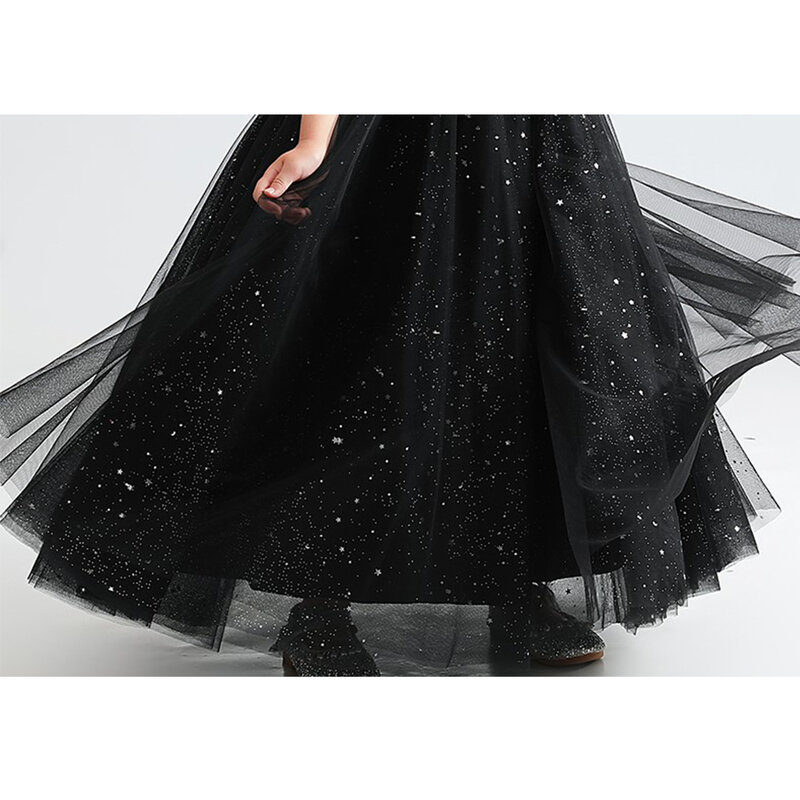 Dideyttawl, черное блестящее платье с коротким рукавом для девочек, вельветовое платье для подружек невесты, платье для девочек с цветами, вечерние для дня рождения
