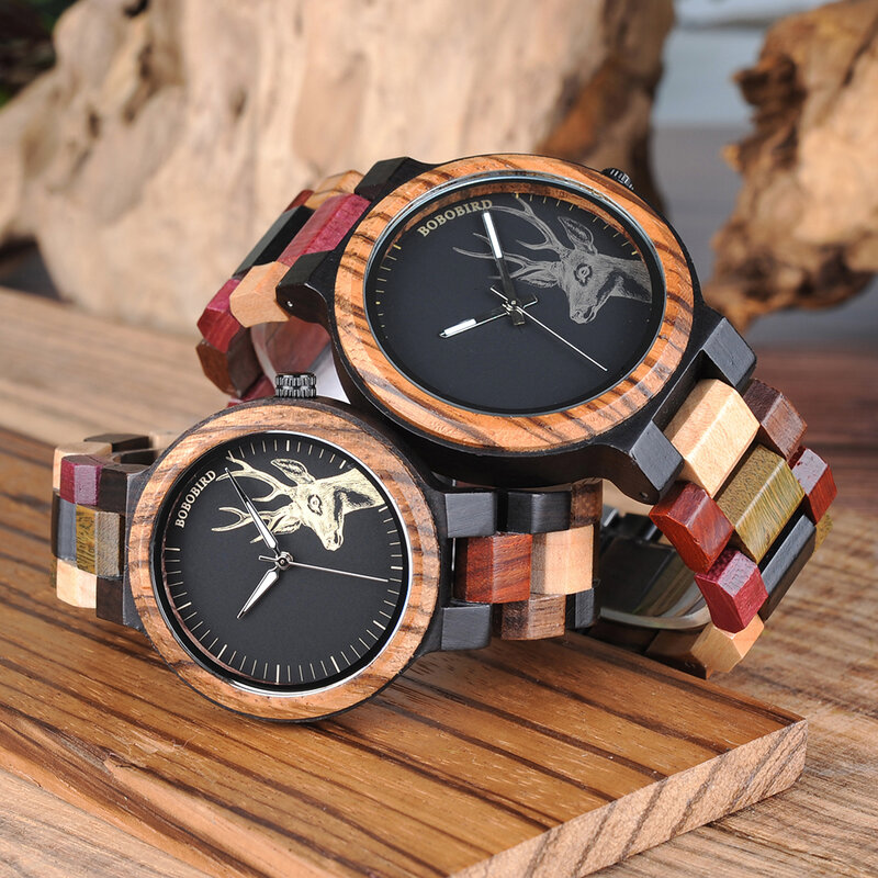 BOBO BIRD-Reloj de pulsera personalizado para hombre y Mujer, cronógrafo de madera para pareja, San Valentín, cumpleaños, aniversario, regalo especial, envío directo