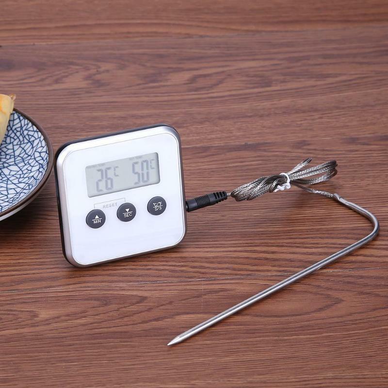 Цифровой электронный термометр с таймером, пищевой температурный духовой шкаф с дистанционным измерительный прибор для мяса, кухонный зон...
