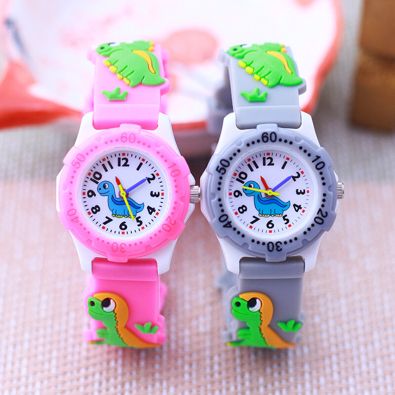 어린이용 방수 쿼츠 시계, 공룡 회전 다이얼 시계, 패션 브랜드, 남학생 손목시계, 4 가지 색상