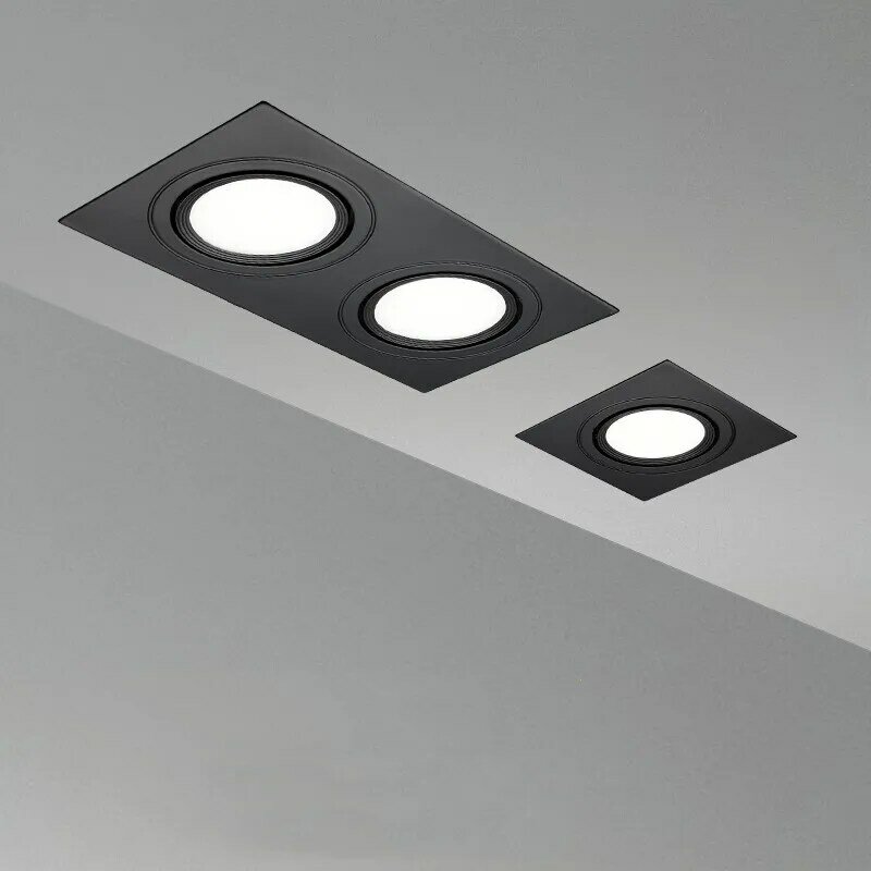 Luz de techo LED cuadrada brillante, empotrada, blanca y negra, regulable, COB7W, 10W, 14W, 20W, decoración, AC85-265V