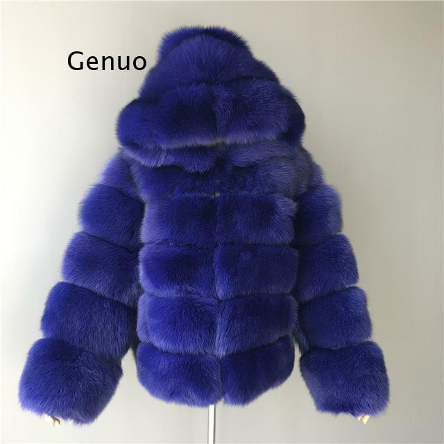 Casaco de pele de raposa com capuz inverno falso casaco de pele moda vison outwear grosso casaco feminino