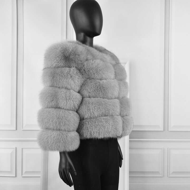 Real Fox Fur Coat para mulheres, jaqueta de inverno, moda outwear, frete grátis, natural, 50cm