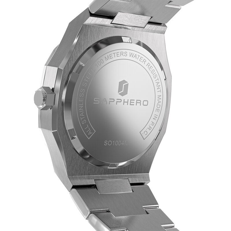 SAPPHERO Montre Homme 100M Étanche Bracelet En Acier Inoxydable Mouvement À Quartz De Luxe Sport Style D'affaires Horloge Élégant Cadeau Décontracté