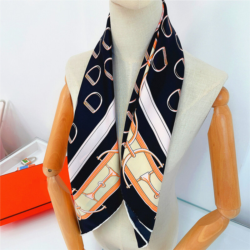 90 см Эльсой лошадь печатающая головка Twill Шелковый шарф Для женщин шаль бренда хиджаб шарф платок шарфы дизайн бандана