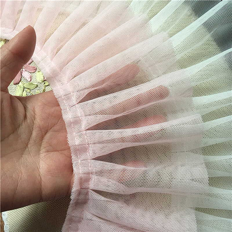 Apliques de encaje plisados para manualidades de ropa, accesorios de costura, decoración de boda, 9cm, rosa, negro, blanco, 1 yarda, QP9