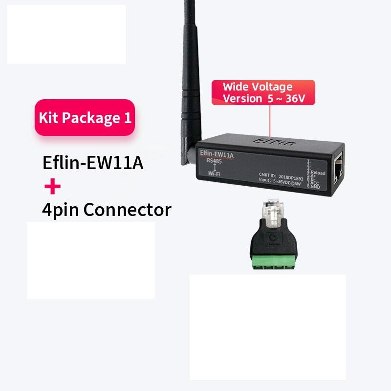 Puerto serie RS485 a dispositivo WiFi, módulo de servidor, convertidor, Elfin-EW11A-0, protocolo Modbus, transferencia de datos a través de WiFi