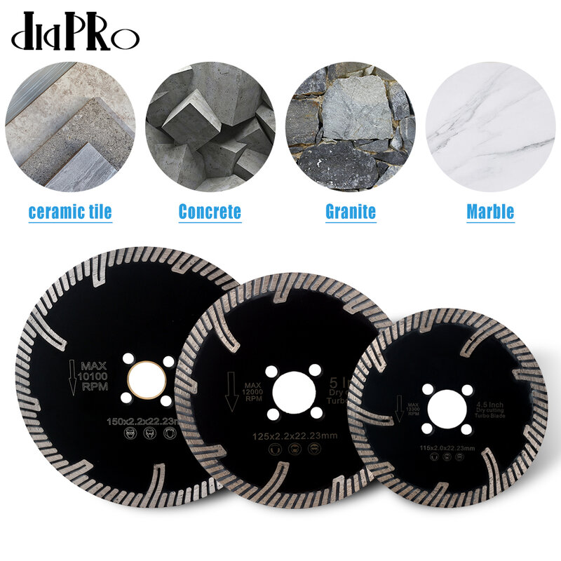 D115mm-180mm Diamond Trubo Blade Diamond Granite Blade With Arbor M14 Or 5/8"-11 Flange For Cutting And Grinding Granite Marble