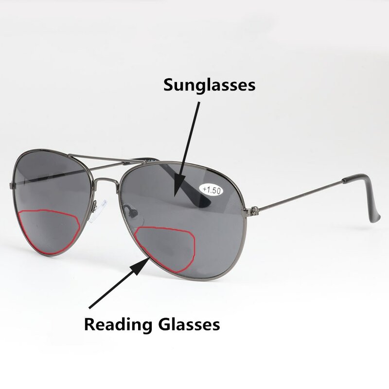 Retro Pilot Bifocal Sunglasses Reading Glasses Presbyopia Sun Glasses Men Women Enlarge Bifocal Reader Spectacles OutdoorFishing