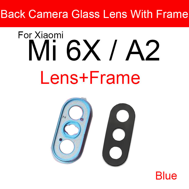 กล้องด้านหลังเลนส์กระจกกรอบครอบสำหรับXiaomi Mi 6X A2หลักกล้องขนาดใหญ่กรอบครอบ + สติกเกอร์อะไหล่ซ่อมเปลี่ยน