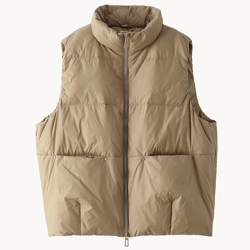 Piumino cerniera piumino giacca femminile colletto rialzato cappotto caldo tasca nuovo autunno inverno solido moda donna cappotti da neve