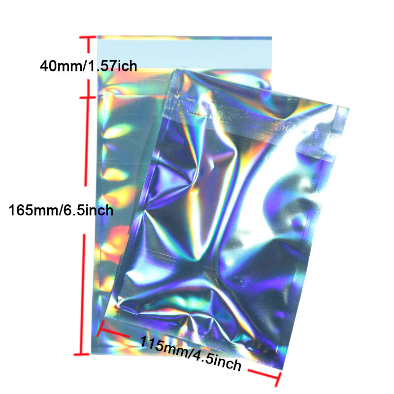 100 pçs a laser auto selagem plástico envelopes envio de sacos de armazenamento holográfico presente jóias poli adesivo correio sacos de embalagem