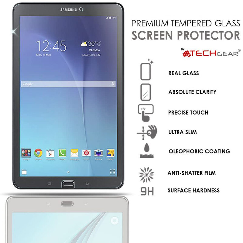 2Pcs Tablet Tempered Glass Screen Protector Cover for Samsung Galaxy Tab E 9.6 Inch T560/T561 Full Coverage Protective Film