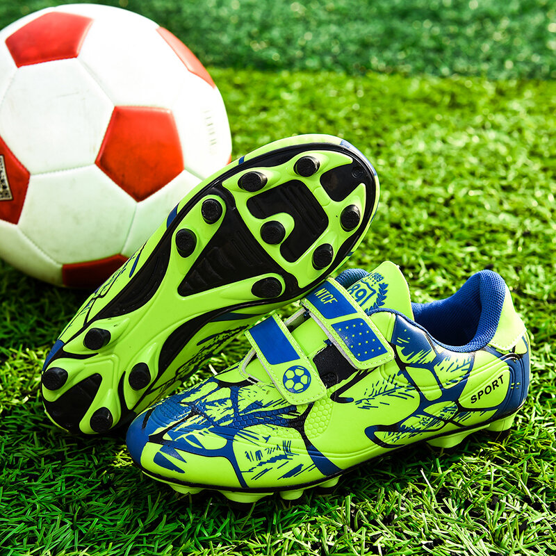 Heißer Verkauf Mode Kinder Fußball Schuhe Fußball Stollen Kinder Futsal Rasen Turnschuhe Spike Jungen Fußball Turnschuhe zapatos de fútbol