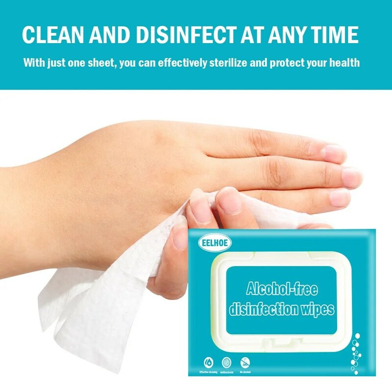 80pcs/Bag Antiseptic Cleanser Sterilized Wet Tissue Disinfection Alcohol-Free Swabs Pads Wipes Cleaning Sterilization Wipe