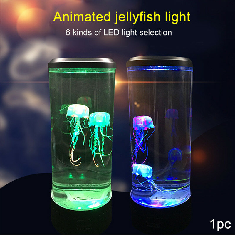 Luz LED de escritorio para mesita de noche, iluminación nocturna para habitación, ambiente relajante, medusas, peces tropicales, tanque de acuario