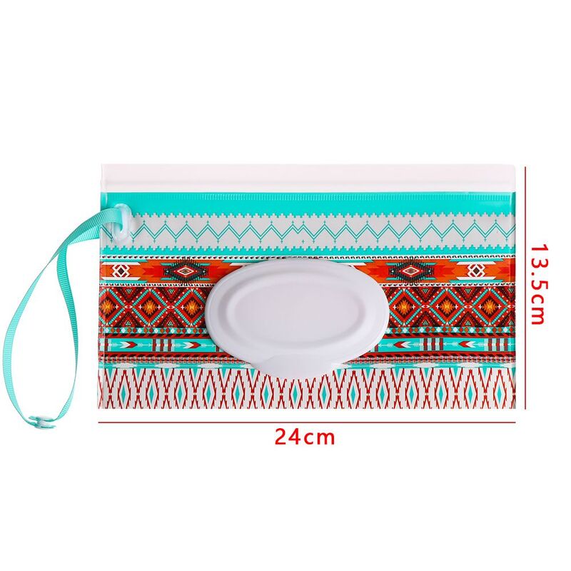Fashion Snap-Strap Wet Wipes Bag Portable Flip Cover Cosmetic Pouch Tissue Box Carrying Case Baby Product Stroller Accessories