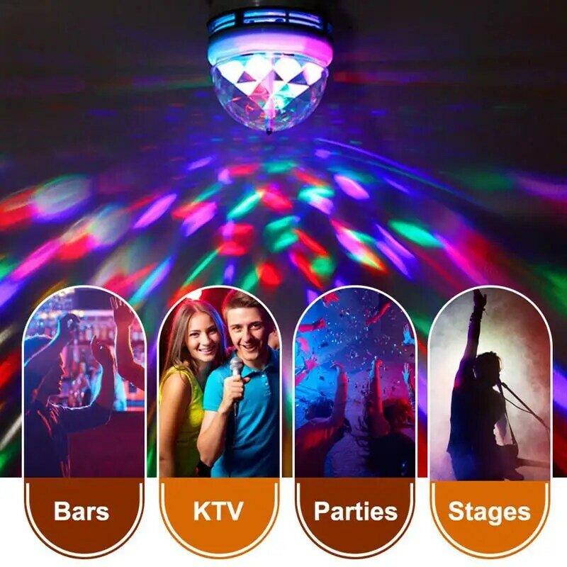 Светодиодная RGB лампа E27, 3 Вт, волшебный цветной проектор, Автоматическое вращение, сценическое освещение, AC85-265V 220 В, 110 В для праздничной вечеринки, бара, KTV, дискотеки