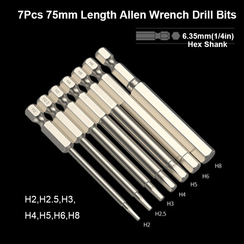 Hakkin Hex Allen Wrench Drill Bit Set Metric Hex Bit Set S2 Steel Hex Key Screwdriver Bit with Magnetic Tip for Drill