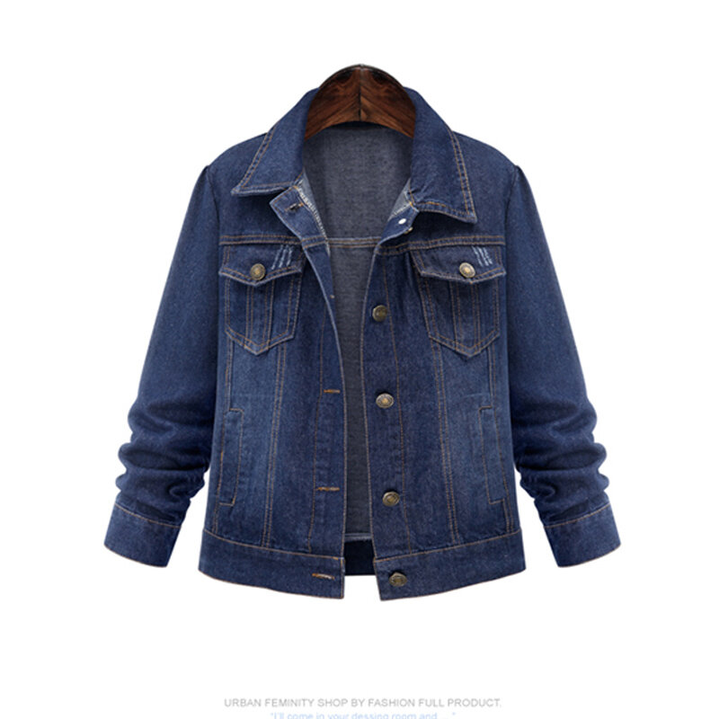 Женская короткая джинсовая куртка, куртка с длинным рукавом, верхняя одежда 2020 размера, Осень-зима, 5XL, размера плюс