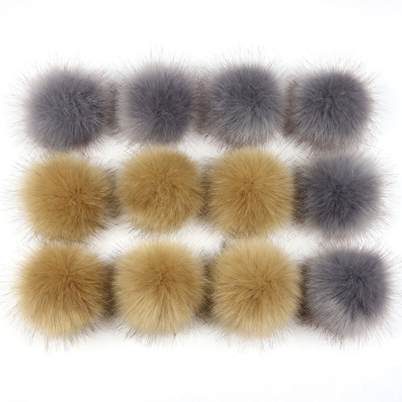 12PC สีสัน10ซม.False Hairball หมวก Pompom ปลอม Fox Fur หมวก Pom Pom DIY ทำด้วยมือเสื้อผ้าถักหมวกอุปกรณ์เสริม
