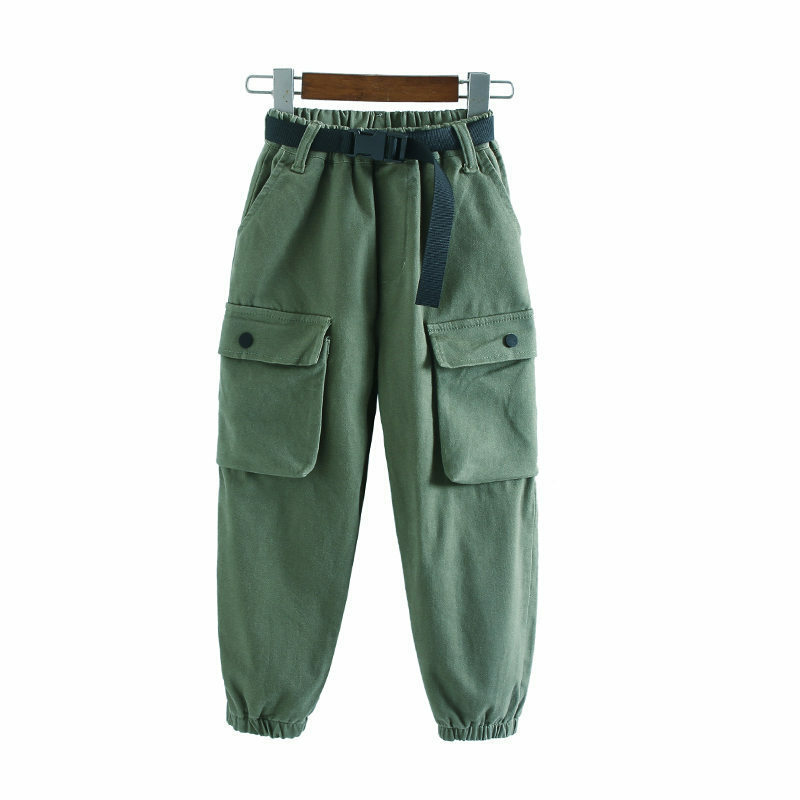 Fashion Cargo Pants for Teen Girls Cool Trousers With Belt Loose Style Kids Cotton Sport Running Pants For Teens Girl 5-14 Years