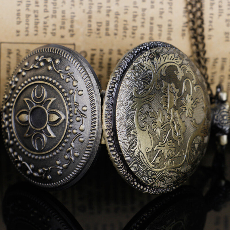 Vintage Gravado Padrão Quartz Pocket Watch Colar Pingente Mulheres Homens Presentes reloj de bolsillo