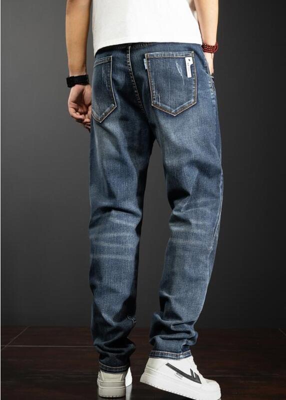 Men Jeans Loose Baggy Denim Pants Men Cargo Trousers Patchwork Casual Pants Size 28-44