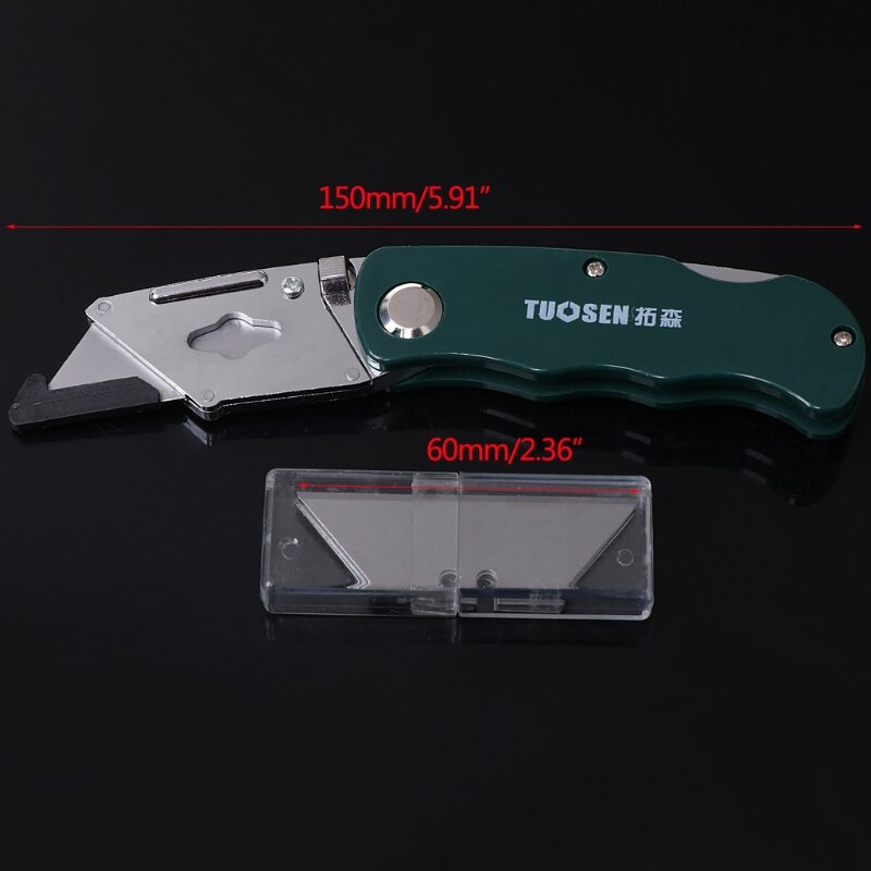 Stainless Steel Folding Utility Knife Woodworking Outdoor Camping w/ Five Blades