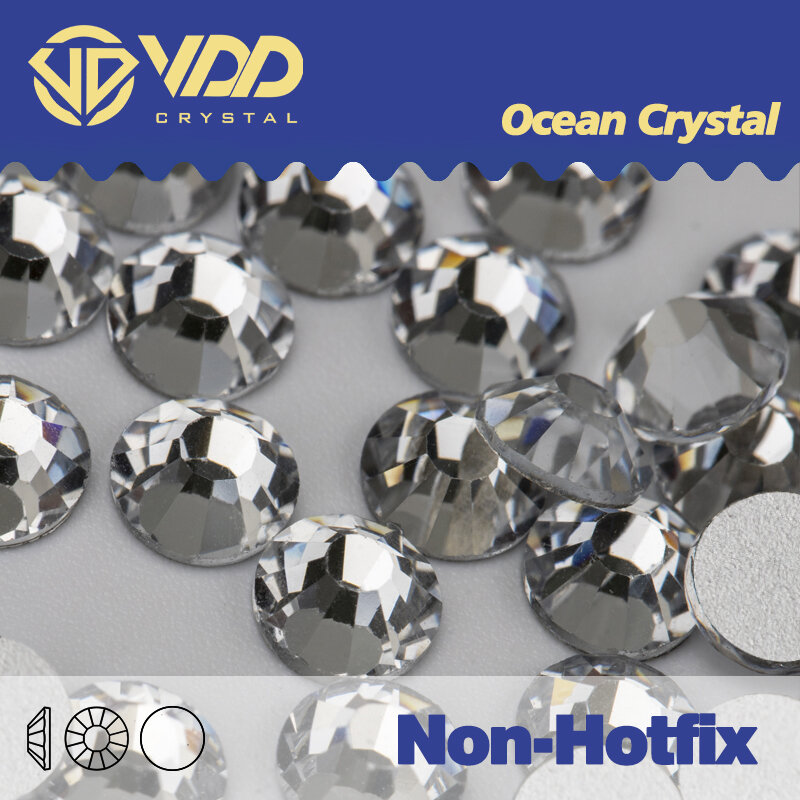 VDD SS3-SS50 Berlian Imitasi Kaca Kualitas Tinggi Atas Kristal Super Terang Lem Pipih Tanpa Perekat Panas Pada Batu 3D untuk Seni Kuku DIY