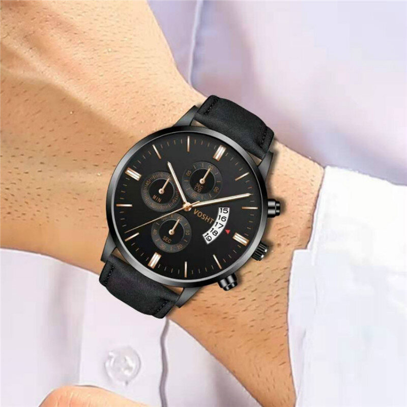 2019カジュアル男腕時計スポーツ腕時計アナログクォーツ腕時計ビジネス腕時計レザーストラップメンズ腕時計horloges万年