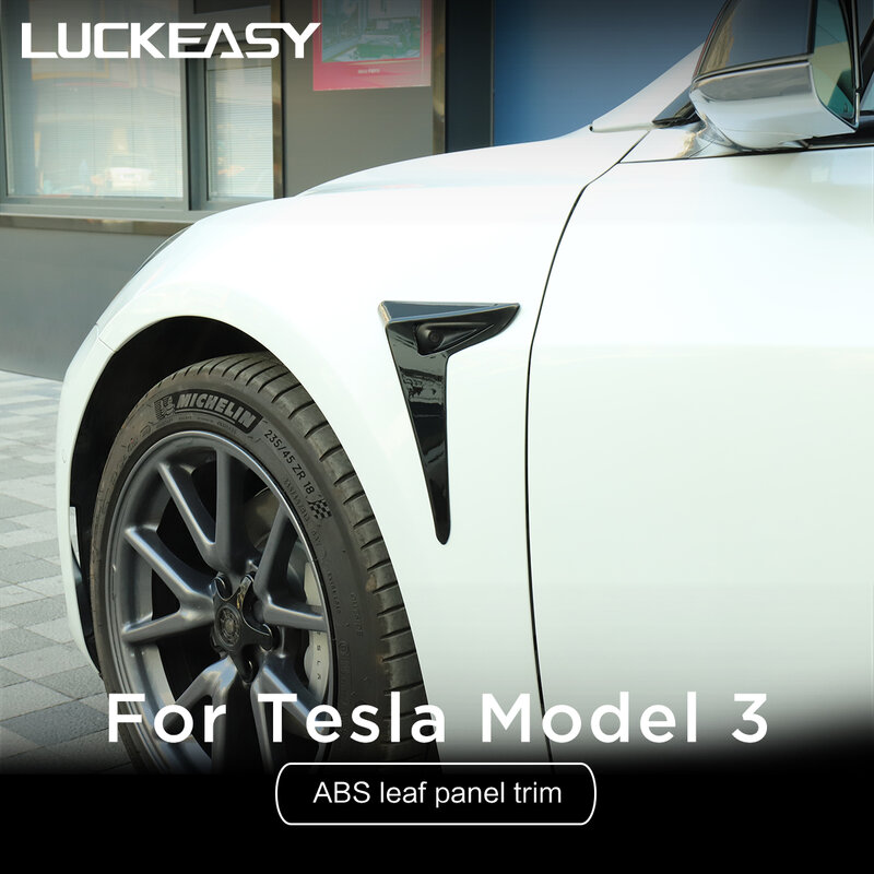 LUCKEASY Für Tesla Modell 3 Auto Exterior Zubehör Model3 2023 ABS Front Kamera Abdeckung C-Säule Bumerang Dekorative Aufkleber