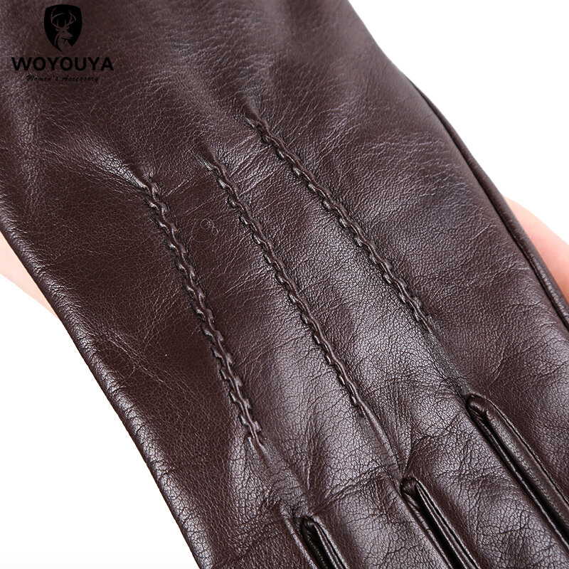 Komfortable Halten warme handschuhe männlichen winter, Wasser welligkeit design schaffell herren handschuhe, schwarz herren leder gloves-8001Y