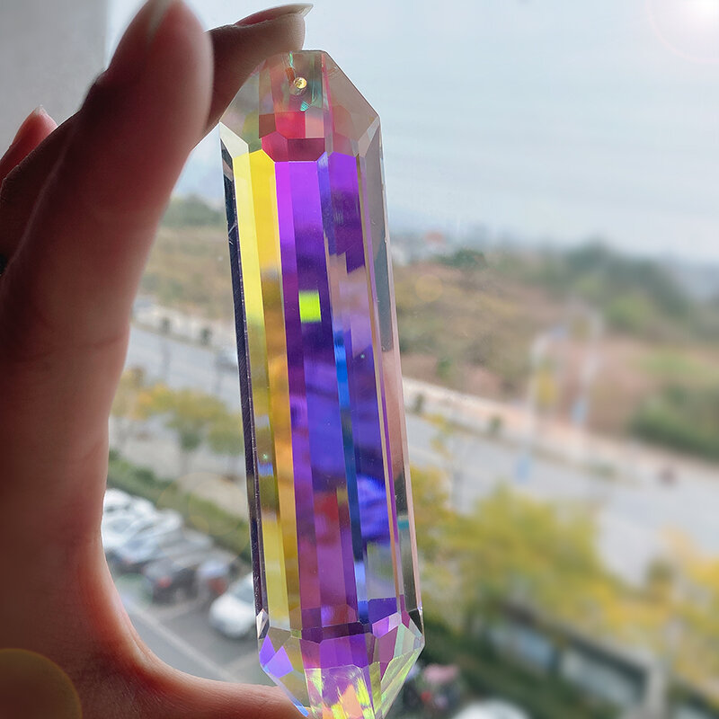 H & D-prismas de cristal de colores AB, atrapasoles, fabricante de arcoíris, colgante de gotas para ventana, piezas de candelabro, bricolaje, decoración del hogar, 120mm
