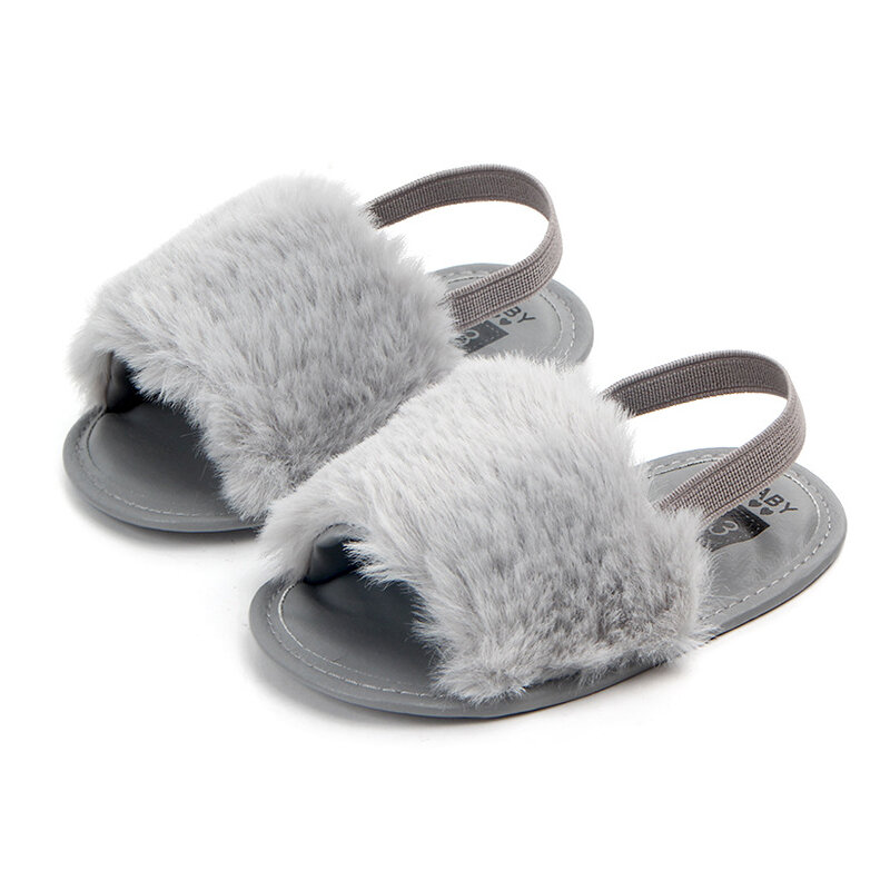 Baywell-Sandalias de suela suave para niñas pequeñas, zapatos de cuna antideslizantes, de felpa, para verano
